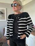 Laura Cream/Black Breton Stripe Cardigan