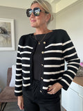 Laura Cream/Black Breton Stripe Cardigan