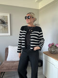 Laura Black/Cream Breton Stripe Cardigan