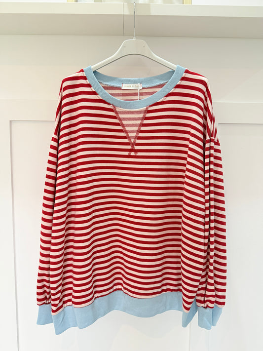 Red/Cream Relaxed Breton Sweatshirt