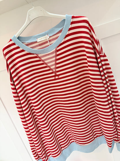 Red/Cream Relaxed Breton Sweatshirt