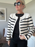 Laura Cream/Black Breton Stripe Cardigan