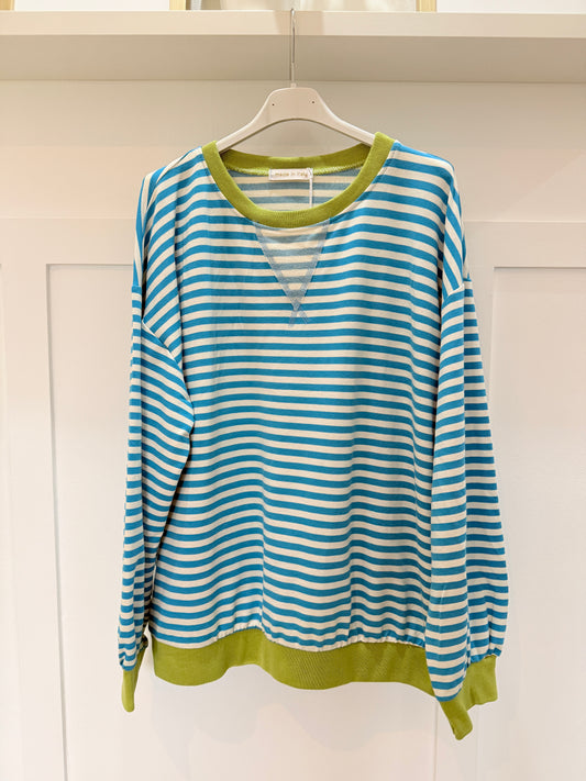 Turquoise/Cream Relaxed Breton Sweatshirt