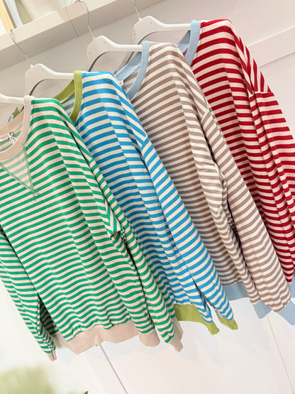 Red/Cream Relaxed Breton Sweatshirt