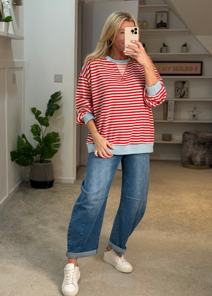 Red/Cream Relaxed Breton Sweatshirt