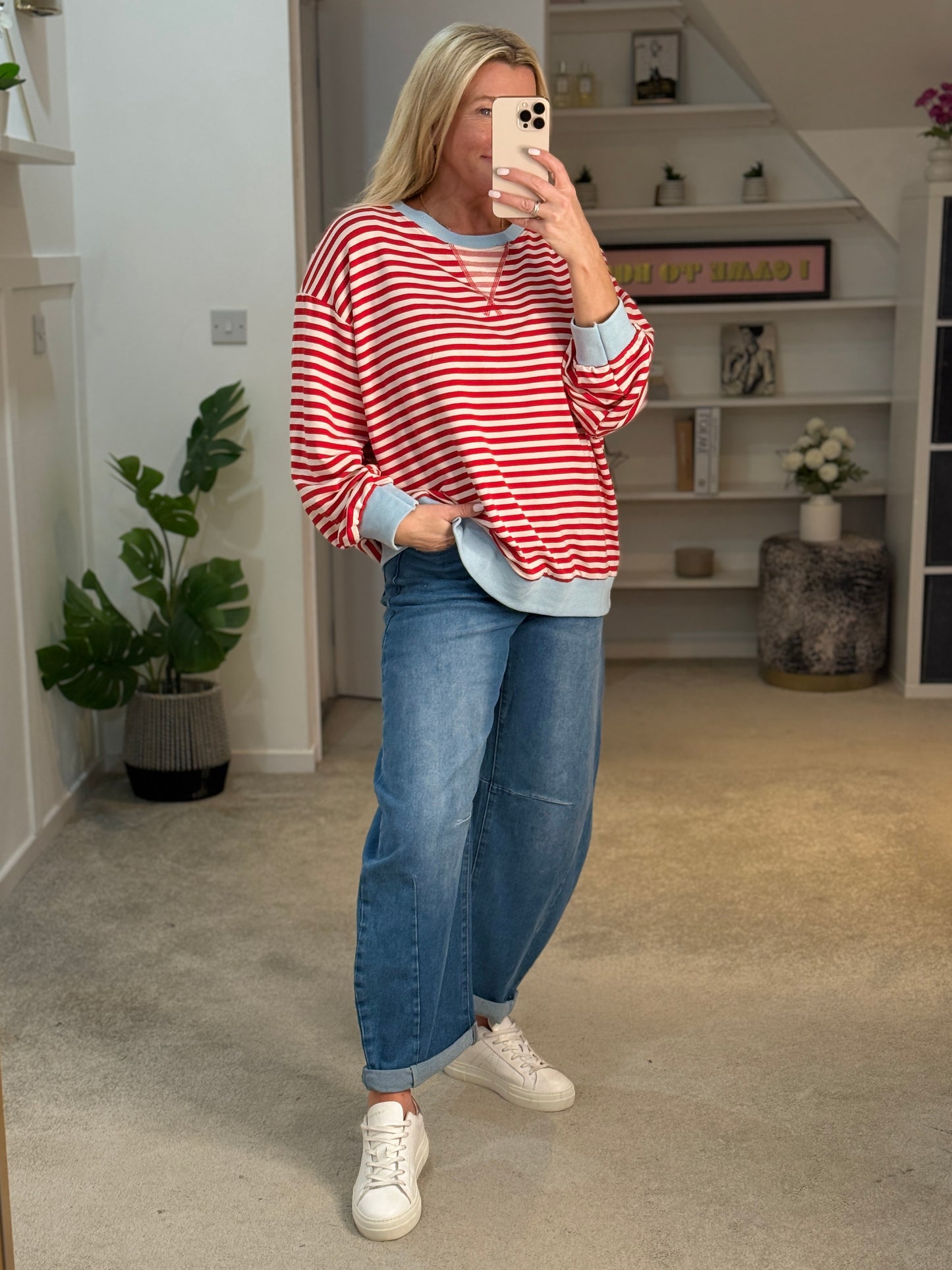 Red/Cream Relaxed Breton Sweatshirt