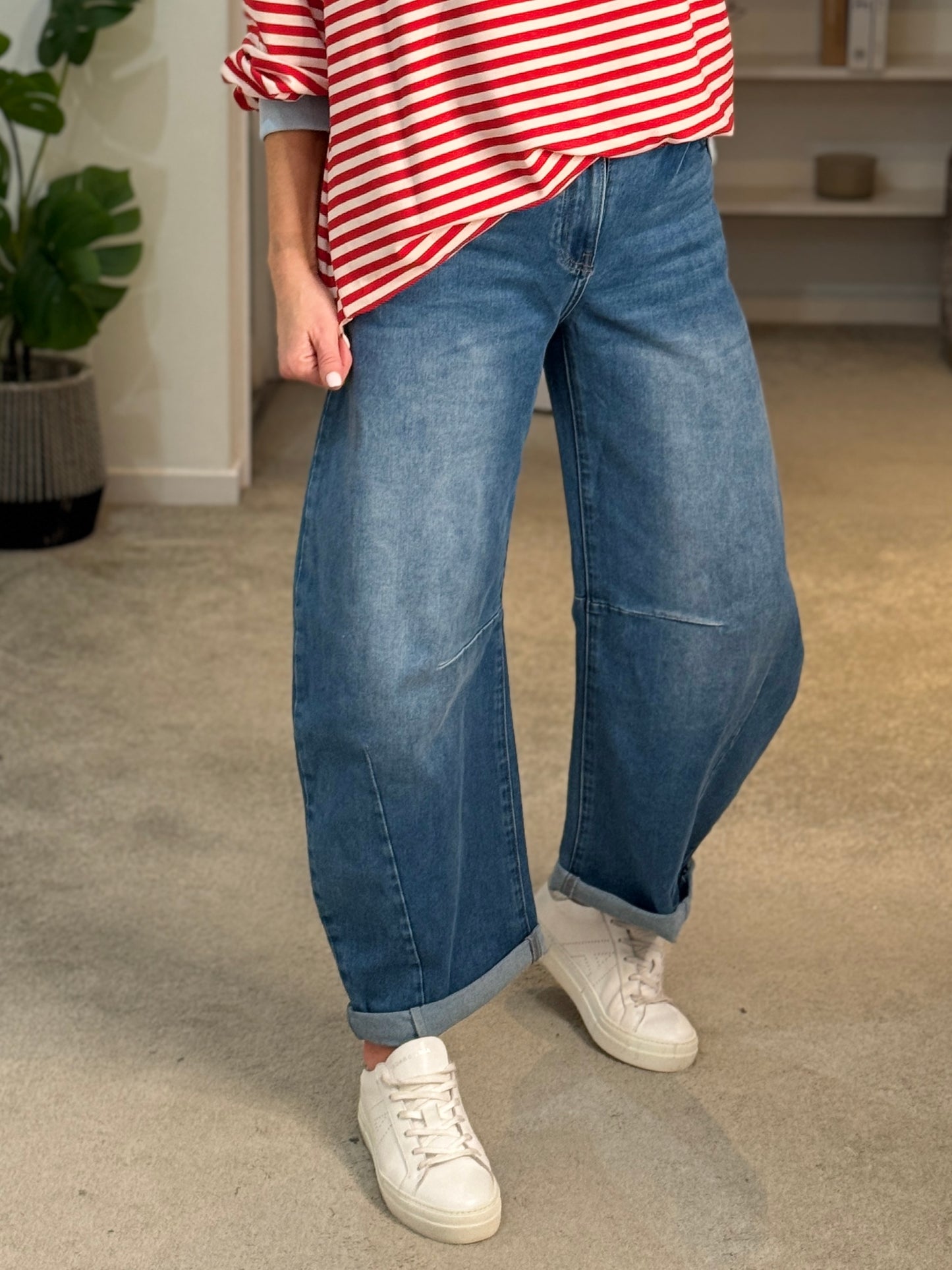 Light Denim Barrel Leg Jeans