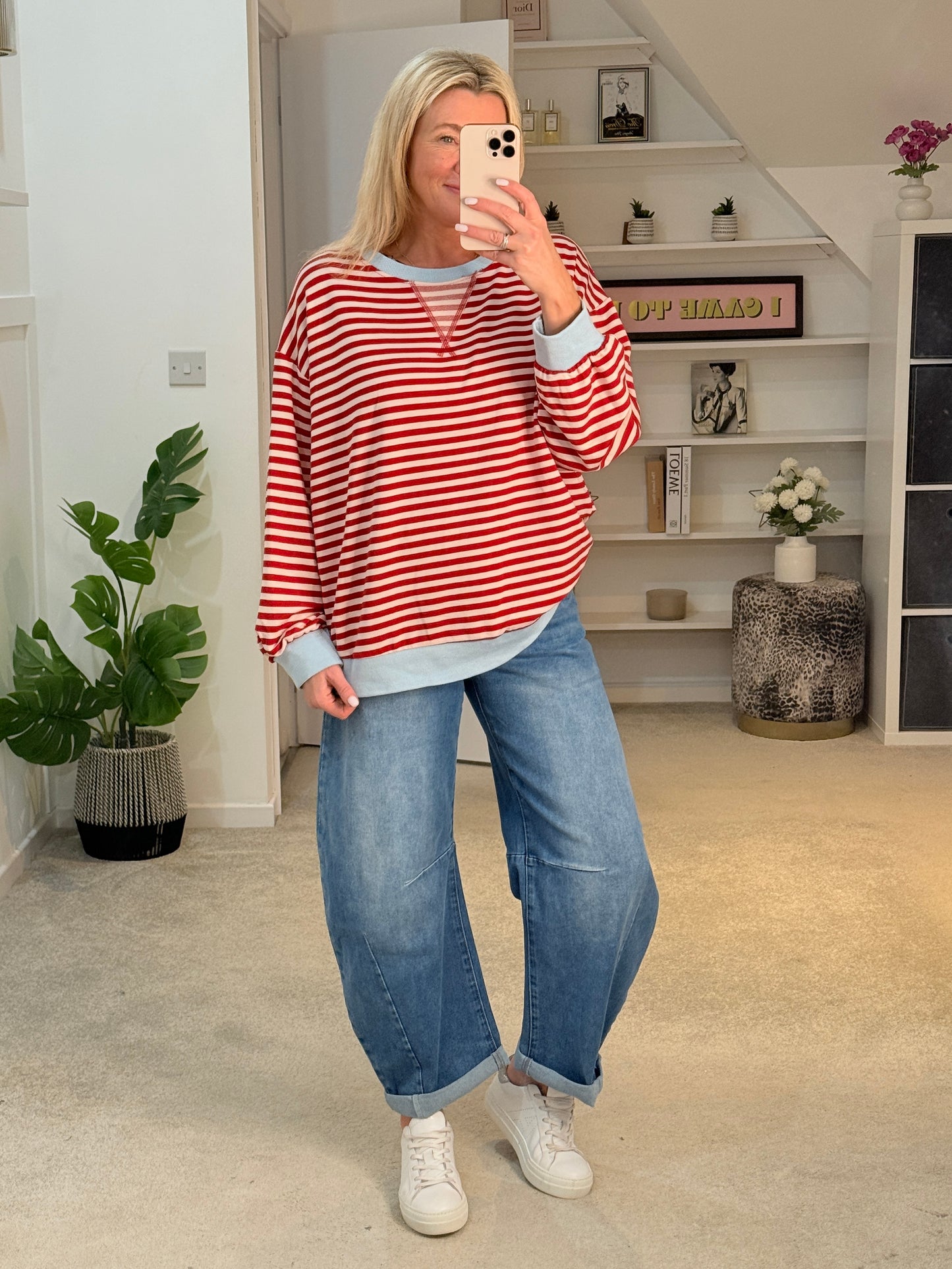 Red/Cream Relaxed Breton Sweatshirt