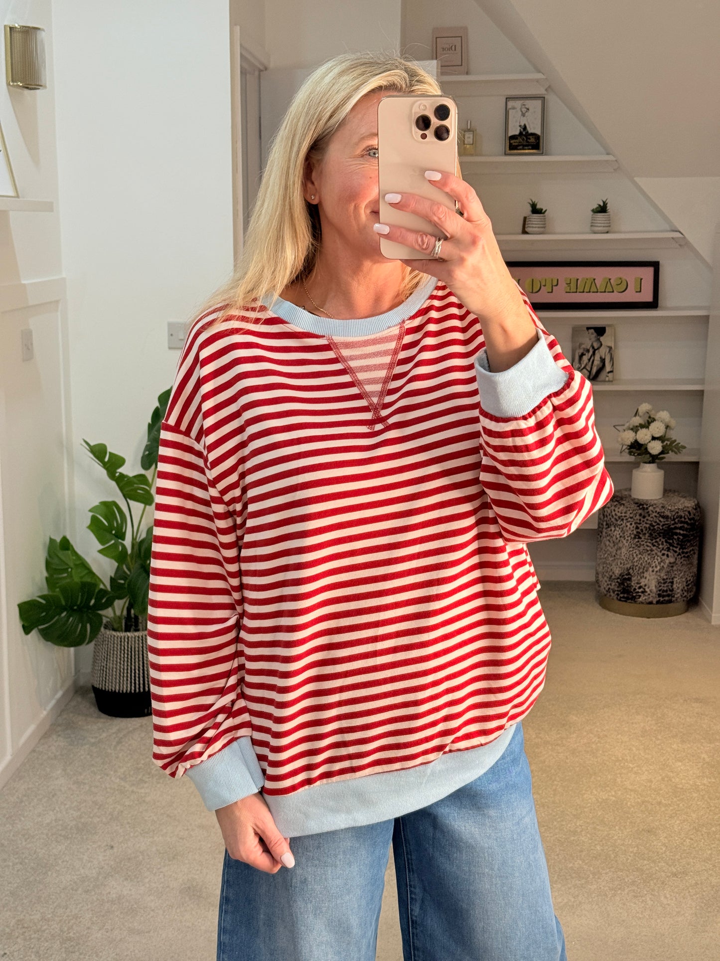 Red/Cream Relaxed Breton Sweatshirt
