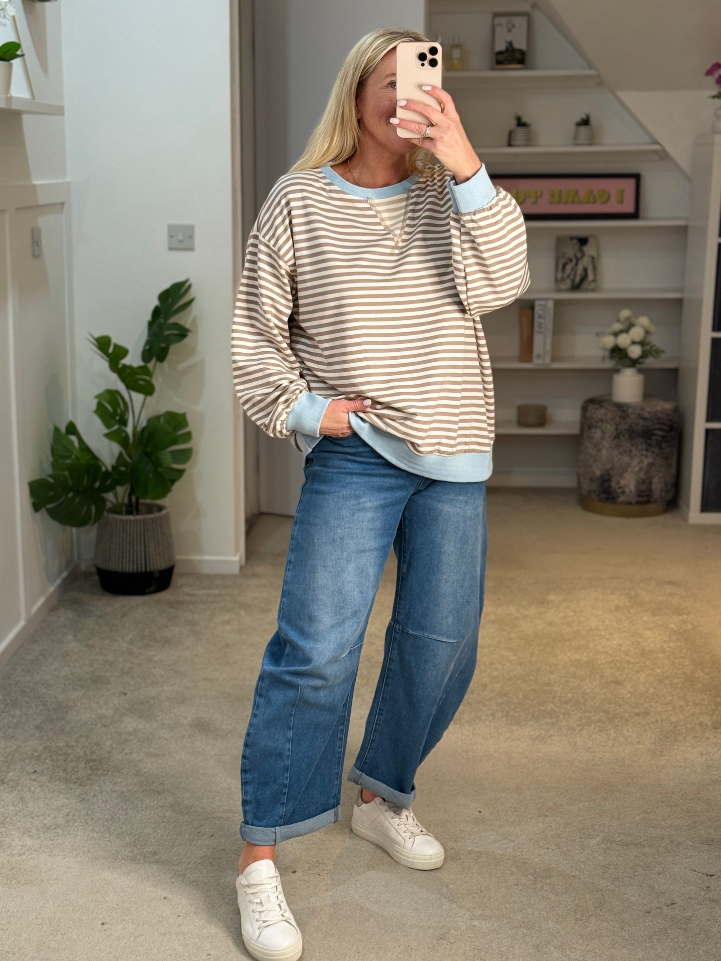 Light Denim Barrel Leg Jeans