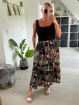 Black Tropical Print Vest Pocket Dress