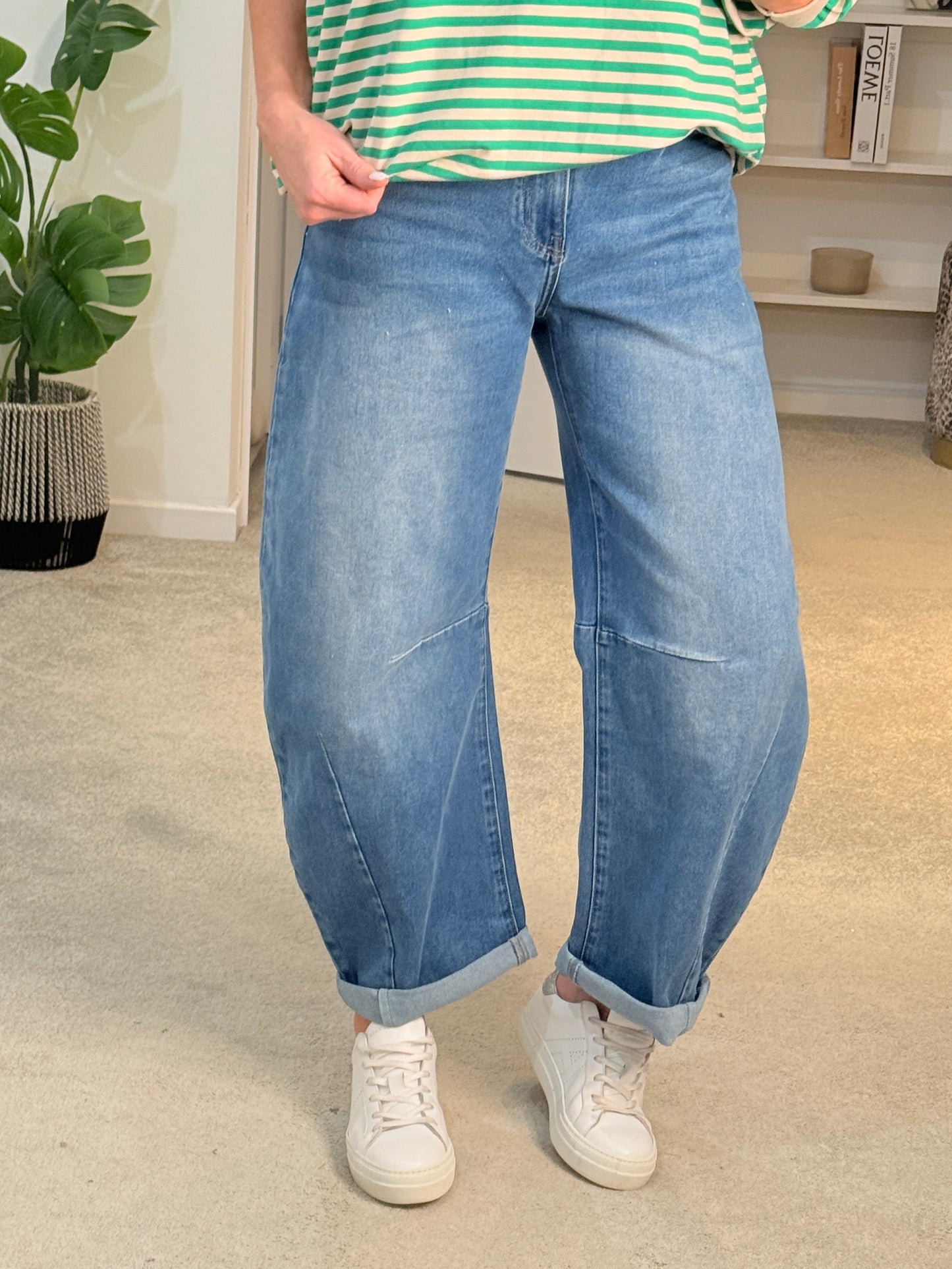 Light Denim Barrel Leg Jeans