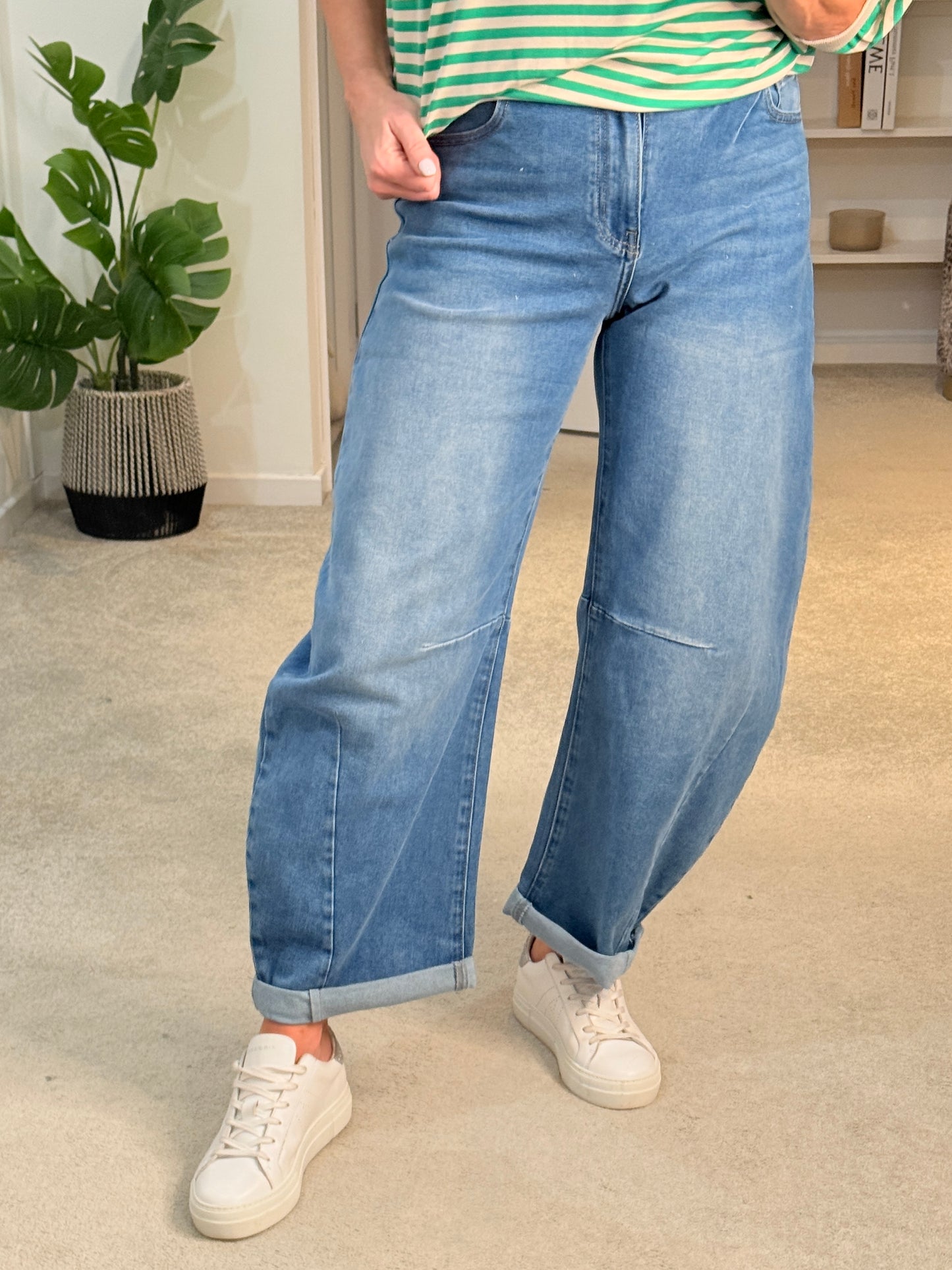 Light Denim Barrel Leg Jeans