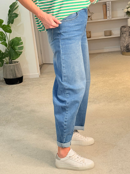 Light Denim Barrel Leg Jeans