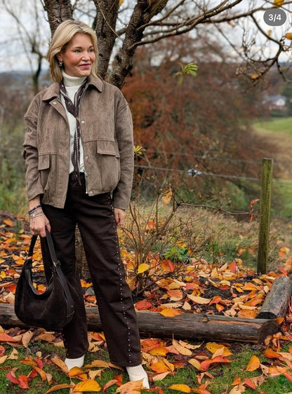 Chocolate Stud Barrel Leg Jeans