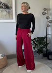 Berry Luxe Sequin Stripe Wide Leg Trousers