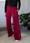 Berry Luxe Sequin Stripe Wide Leg Trousers