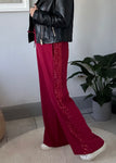 Berry Luxe Sequin Stripe Wide Leg Trousers