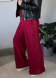 Berry Luxe Sequin Stripe Wide Leg Trousers