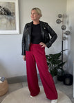 Berry Luxe Sequin Stripe Wide Leg Trousers