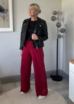 Berry Luxe Sequin Stripe Wide Leg Trousers