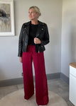 Berry Luxe Sequin Stripe Wide Leg Trousers