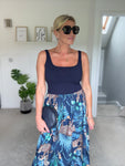 Black Tropical Print Vest Pocket Dress
