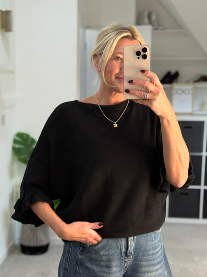 Frill Sleeve Batwing Jumper | Lots of colours