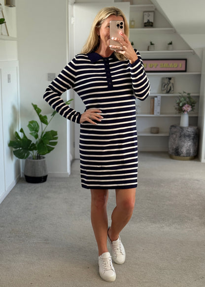 Navy/White Breton Stripe T Shirt Dress
