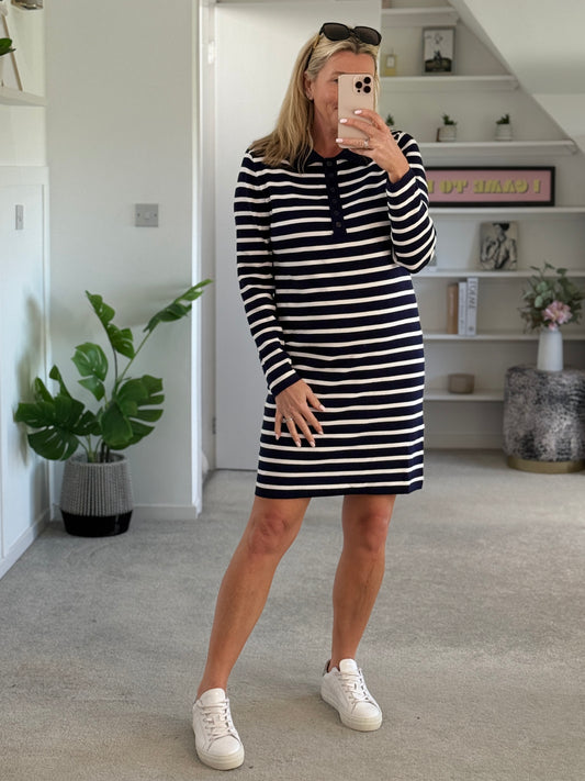 Navy/White Breton Stripe T Shirt Dress