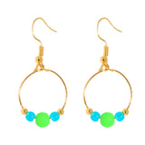 Blue/Lime Bead Hoopla Earrings