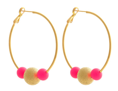 Large Pink Disco Hoopla Earrings