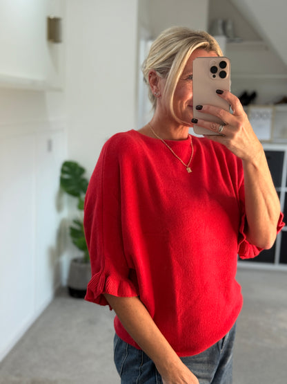 Frill Sleeve Batwing Jumper | Lots of colours