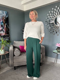 Forest Green Luxe Wide Leg Trousers