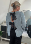 Blue Satin Bow Back Jumper