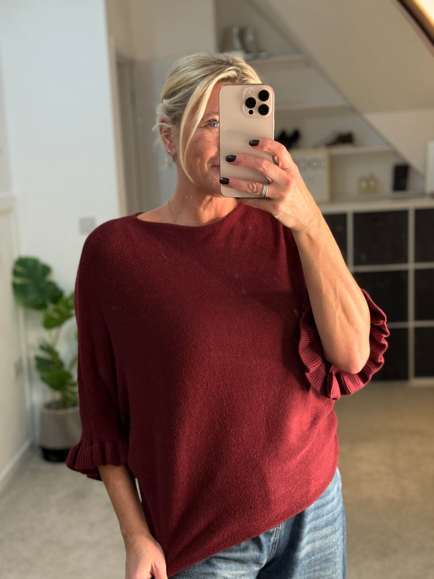 Frill Sleeve Batwing Jumper | Lots of colours