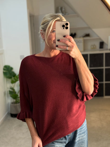Frill Sleeve Batwing Jumper | Lots of colours