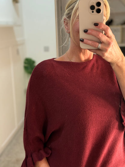 Frill Sleeve Batwing Jumper | Lots of colours