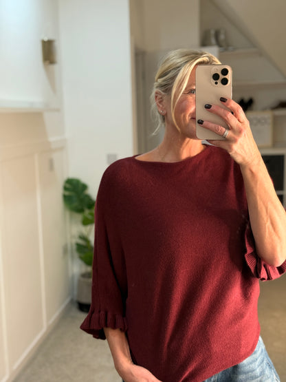 Frill Sleeve Batwing Jumper | Lots of colours