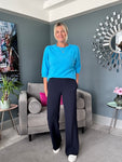 Navy Luxe Wide Leg Trousers