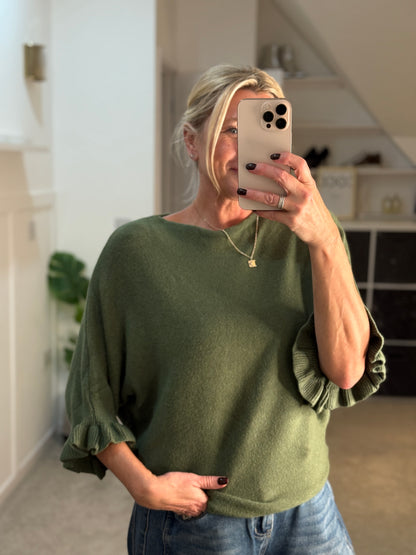 Frill Sleeve Batwing Jumper | Lots of colours