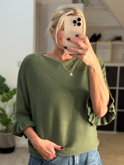 Frill Sleeve Batwing Jumper | Lots of colours