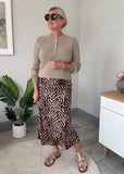 Leopard Print Satin Slip Skirt