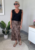 Leopard Print Satin Slip Skirt