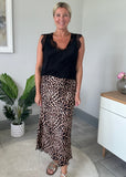 Leopard Print Satin Slip Skirt