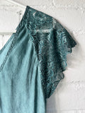 Teal Lace Short Sleeve Silky Top