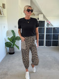 Mocha Leopard Slim Barrel Cargo Joggers