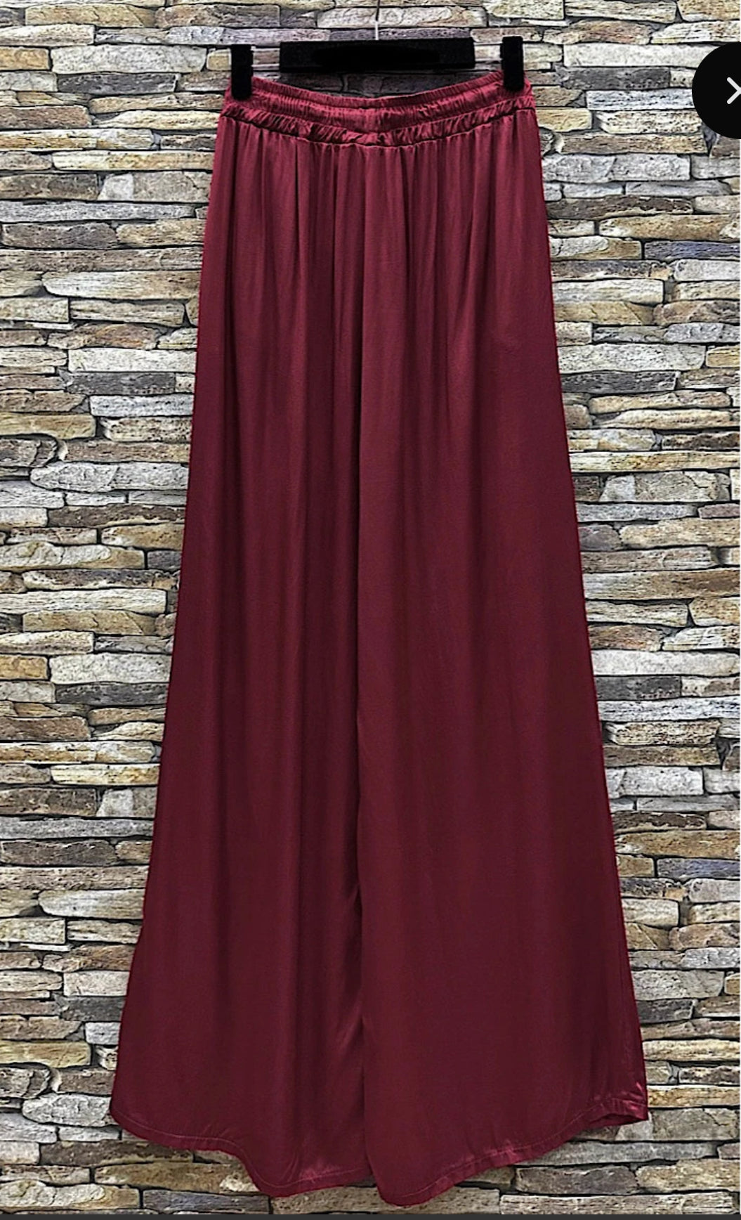 Emy Burgundy Satin Wide Leg Trousers