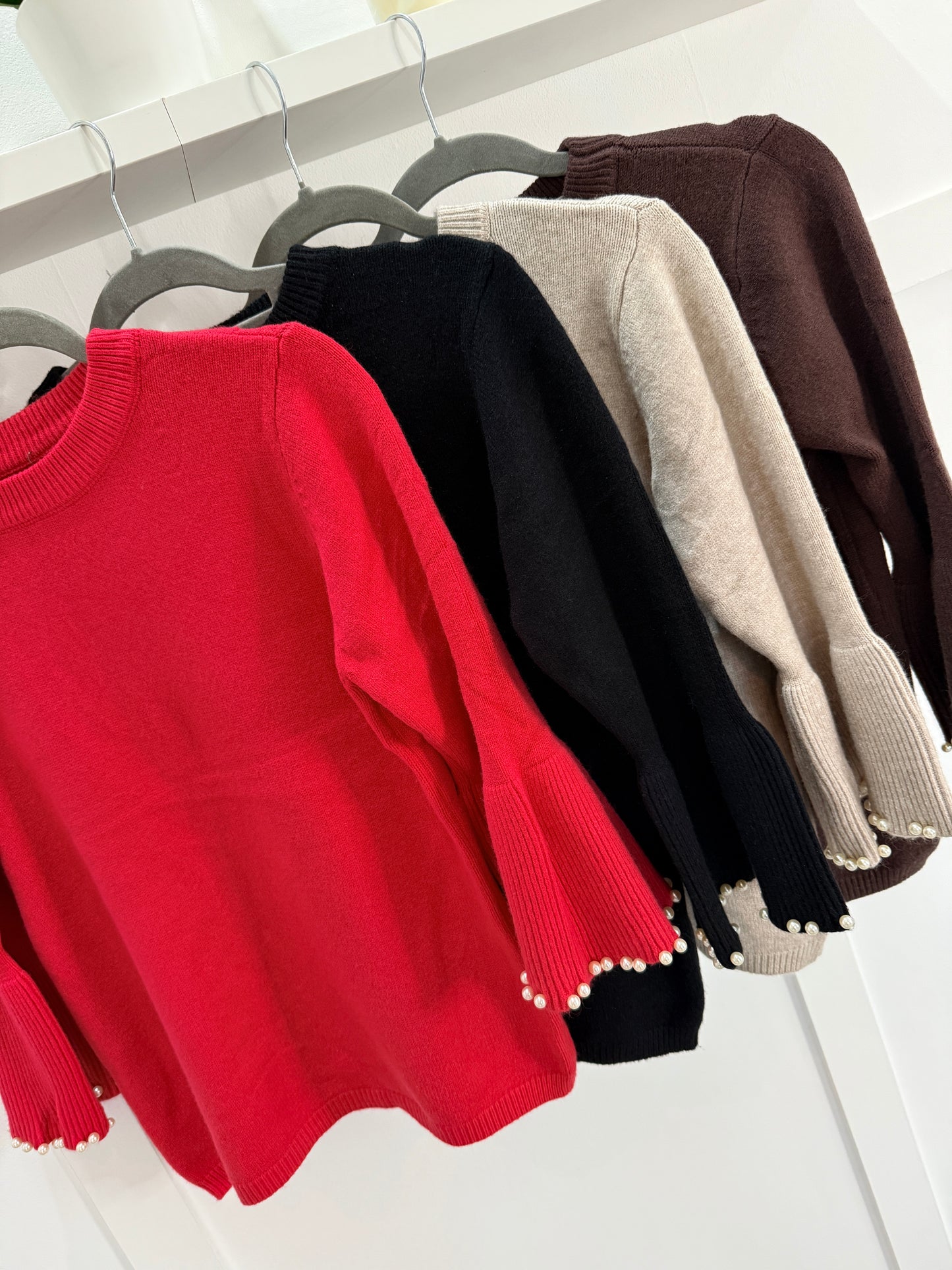 Chocolate Pearl Flute Sleeve Jumper