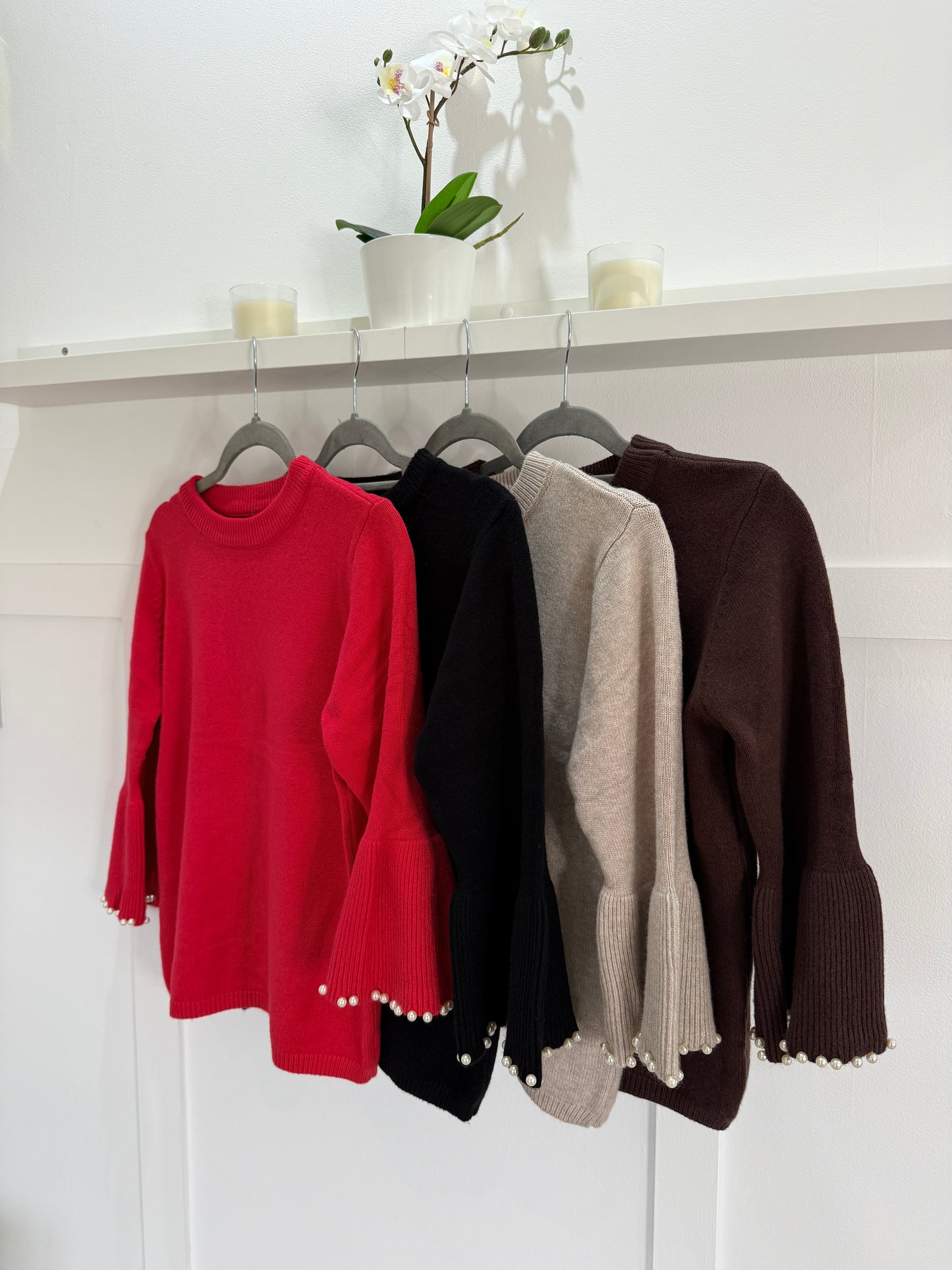 Chocolate Pearl Flute Sleeve Jumper